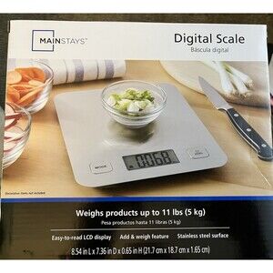 Mainstays Digital Stainless Steel Surface Kitchen Scale Up To 11 Lbs